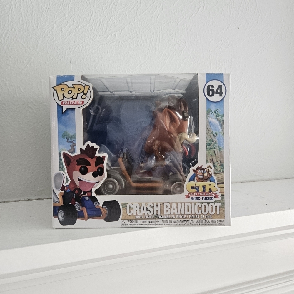 New In Box- Funko Pop! Rides- CTR Crash Bandicoot Figure With Go Kart